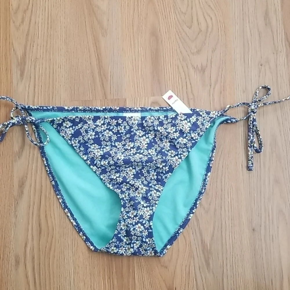 Xhilaration Hipster Blue Floral Bikini Swim Bottoms